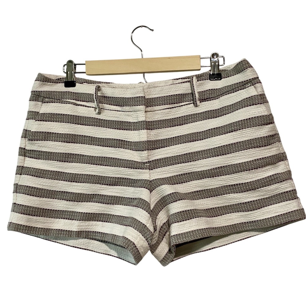 Ann Taylor Signature Women's Shorts Preppy Maroon White Gray Striped Size 8